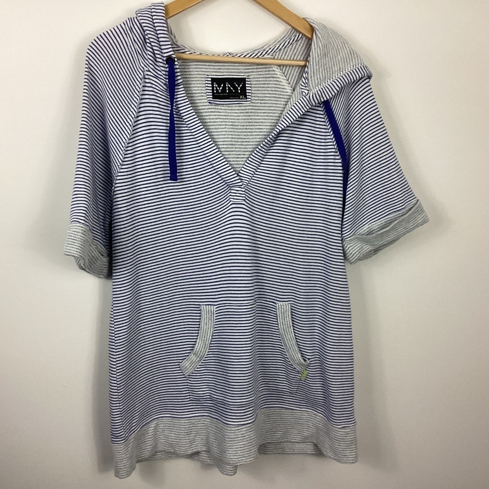 Marc New York Striped Short Sleeve Hoodie Size XL
